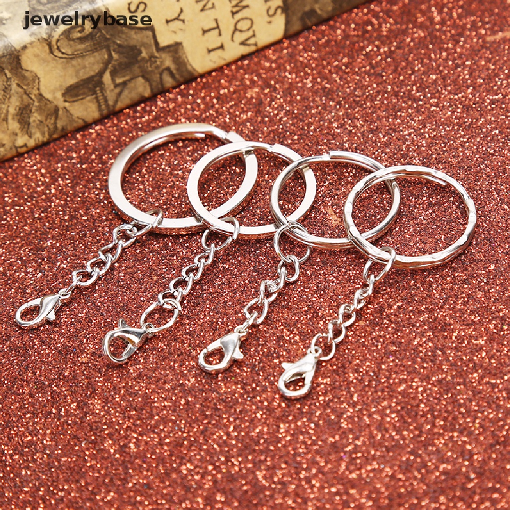 10pcs / Set Gantungan Kunci Split Ring Pendek Warna Silver Polished Untuk Membuat Perhiasan