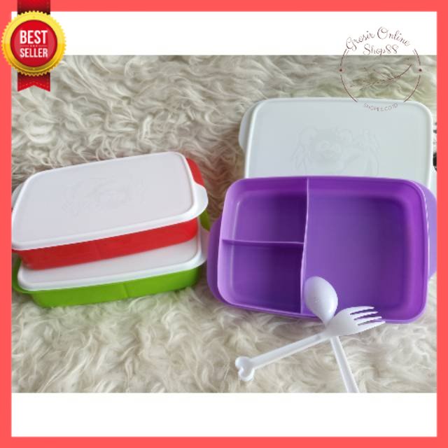 GOS - A312 - Lunch Box Tempat Makan Anak 3 Sekat - Kotak Bekal Makanan Plastik Souvenir Kado Ultah