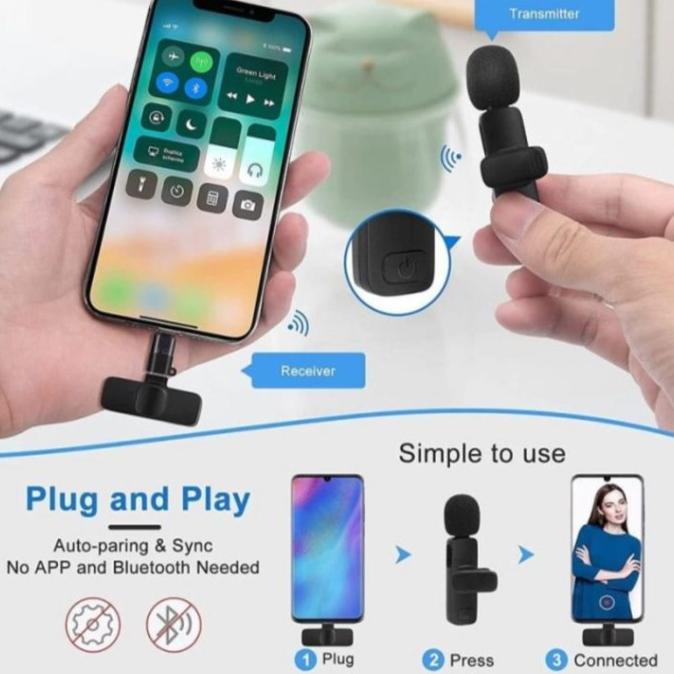 Mic Clip On Wireless Microphone Jepit Youtuber Vlog Iphone Android M1