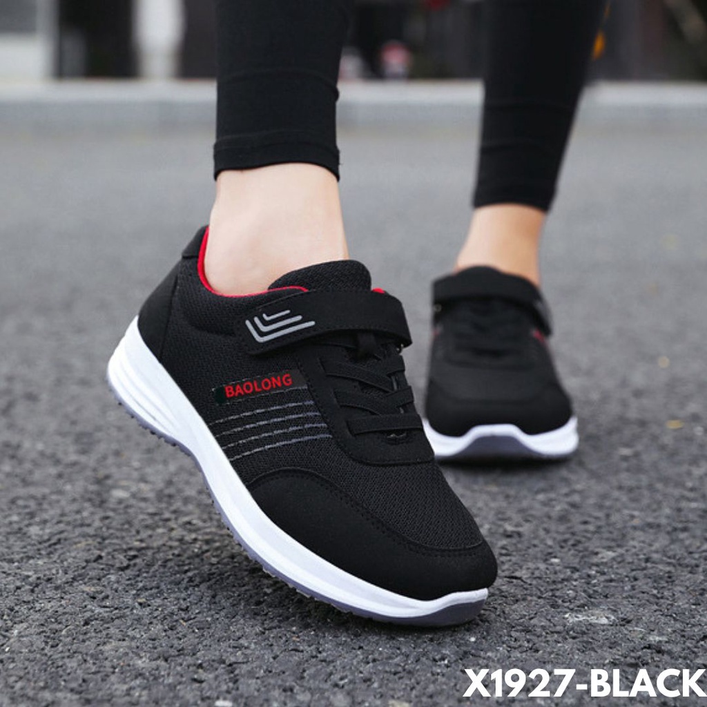 SNEAKERS WANITA SEPATU MODEREN VELCRO KECE SEKOLAH KERJA BAHAN MESH COMBI RUBBER IMPORT 1927