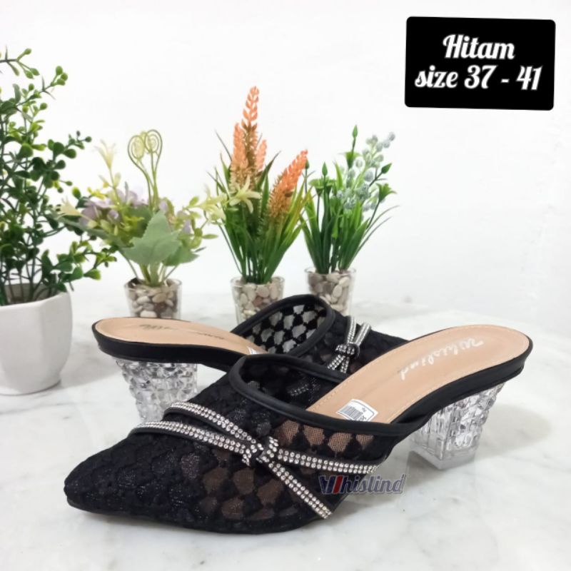 WHISLIND - LIVIA HELLS KACA BROKAT PERMATA HAK 5 CM EMPUK | WEDDING SHOES