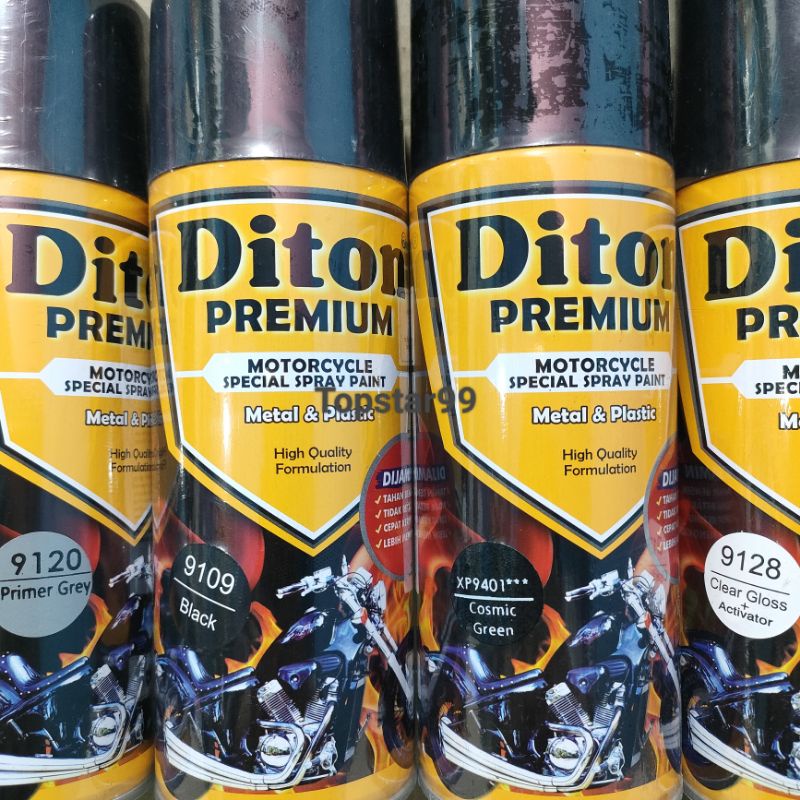 Pilok Cat Diton Premium Paket Lengkap 4 Kaleng Cosmic Green Hijau Xirallic Xiralic 9401 Primer Grey 9120 Black 9109 Clear Gloss 9128 400cc Pilox Paketan Cat Semprot Special Spray Paint