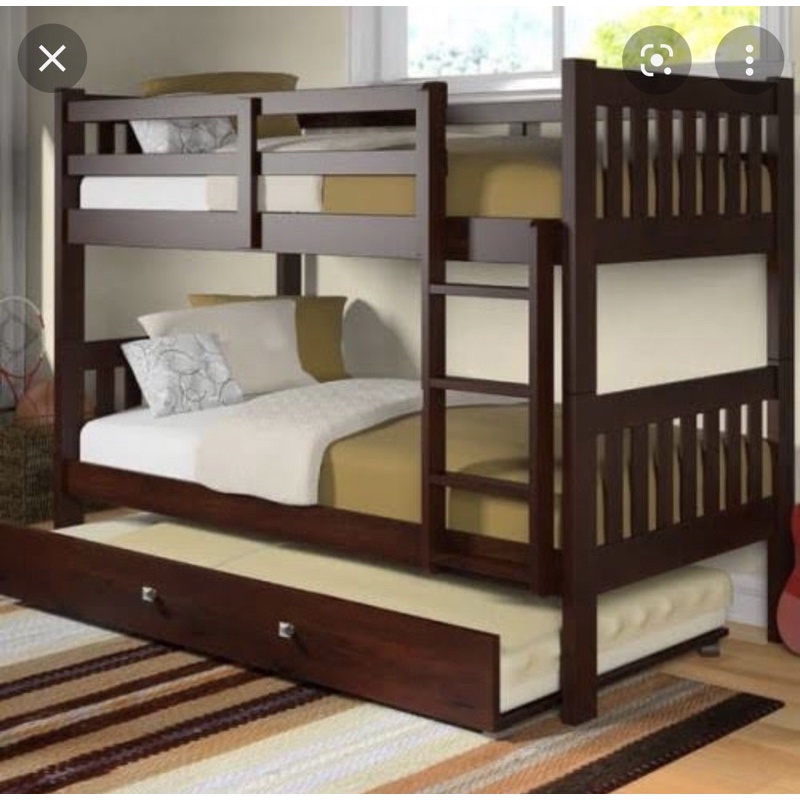 tempat tidur tingkat 3 kayu jati 120 x 200