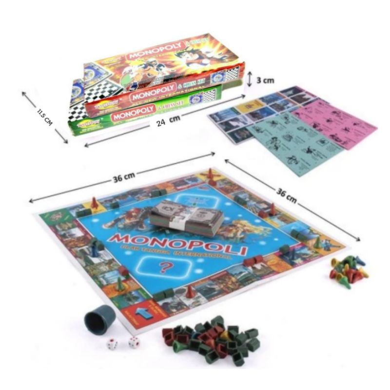 Mainan Game Board Kartu Monopoli 5in1 Chess / Halma / Ludo / Monopoly / Snake &amp; Ladder