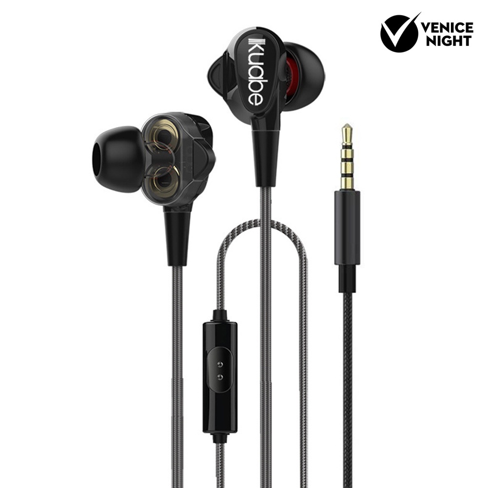 (VNEP) (Berkabel) Kuabe s600 HIFI Heavy Bass Sport Earbud In-ear Earphone dengan Mikrofon