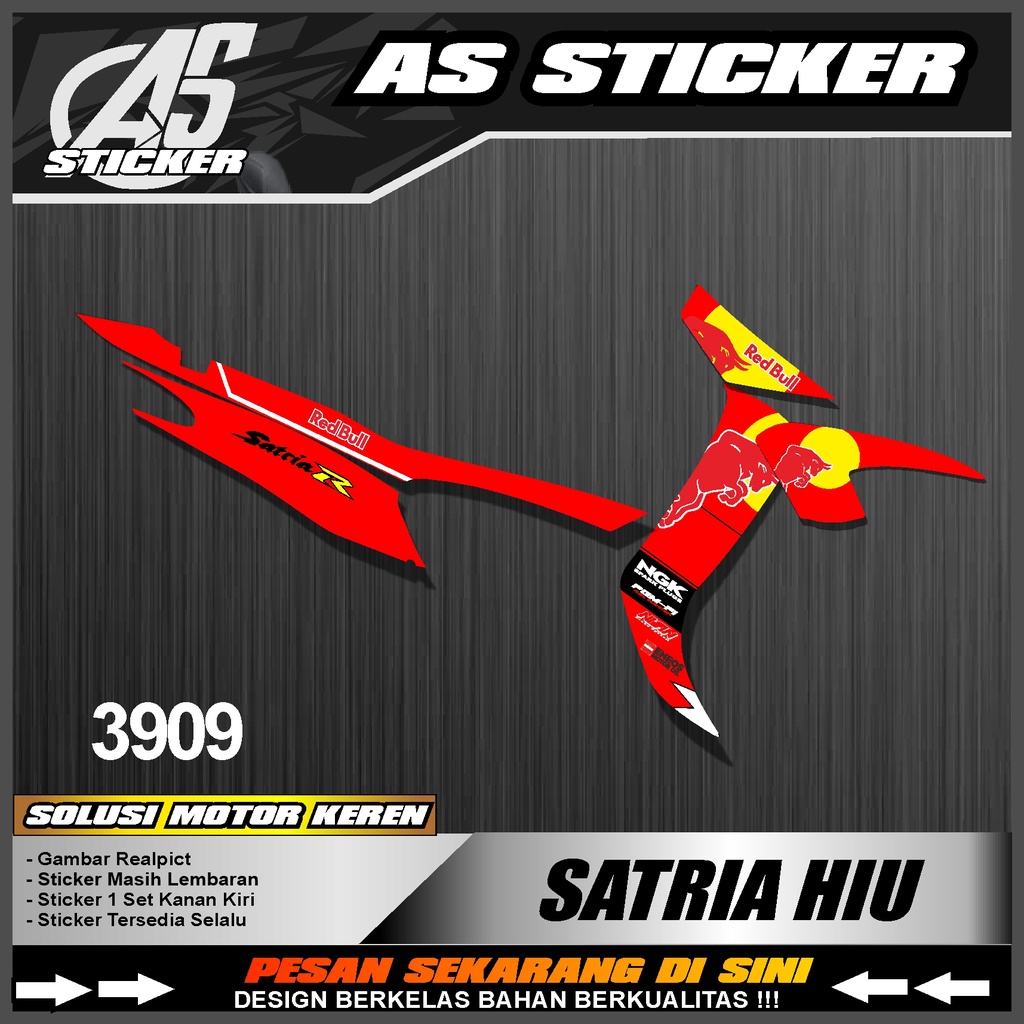 3909a Sticker Striping Semifull Motor Suzuki Satria Hiu Lis Variasi Desain Red Bull Racing