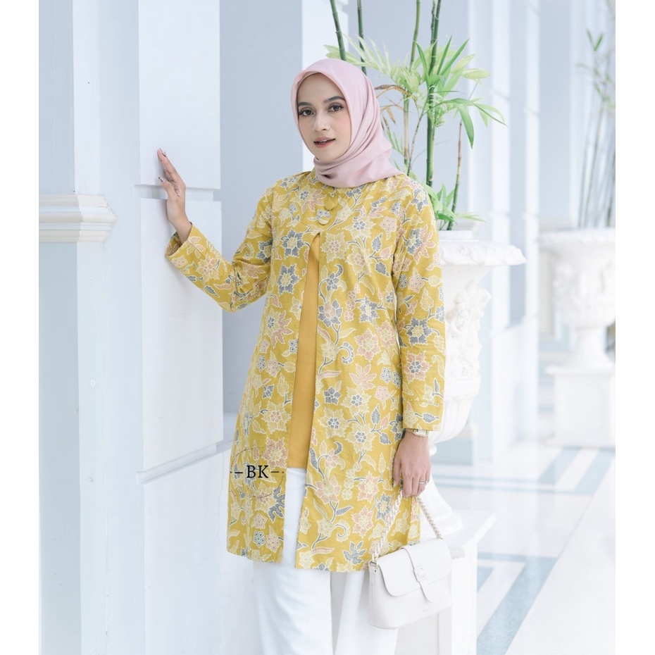 Tunik Batik Wanita Modern Atasan Batik Kerja Wanita Kantor M L XL XXL Jumbo