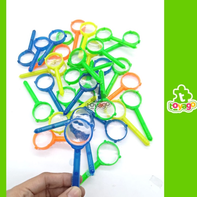 Mainan Kaca Api Warna Warni/Kaca Pembesar Plastik Isi 50pcs Grosir Murah