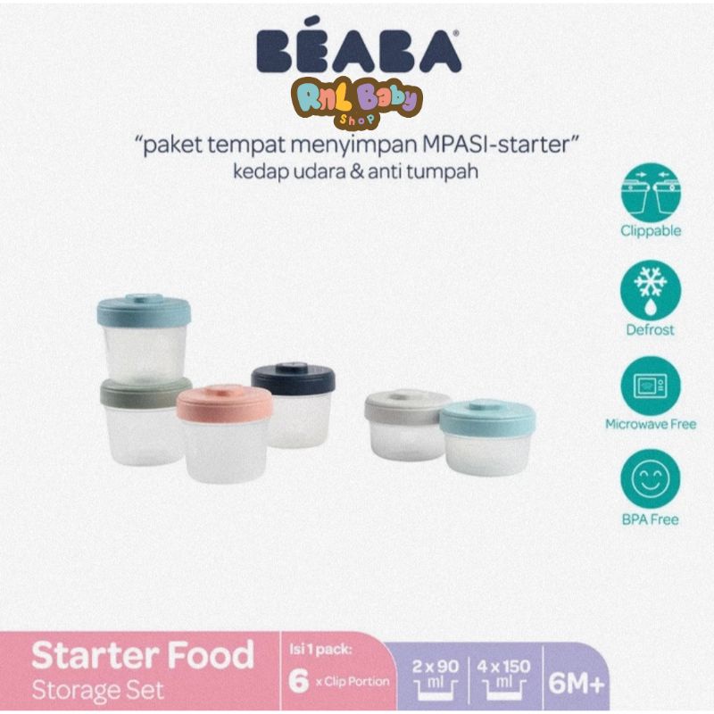 Beaba Starter Food Storage Set Of 6 - Wadah Makanan Bayi Isi 6 Pcs