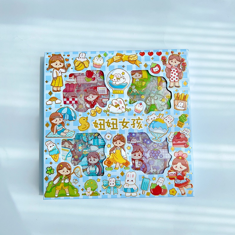 100pcs Stiker Motif Kartun Multi Pola Anti Air Untuk Dekorasi DIY
