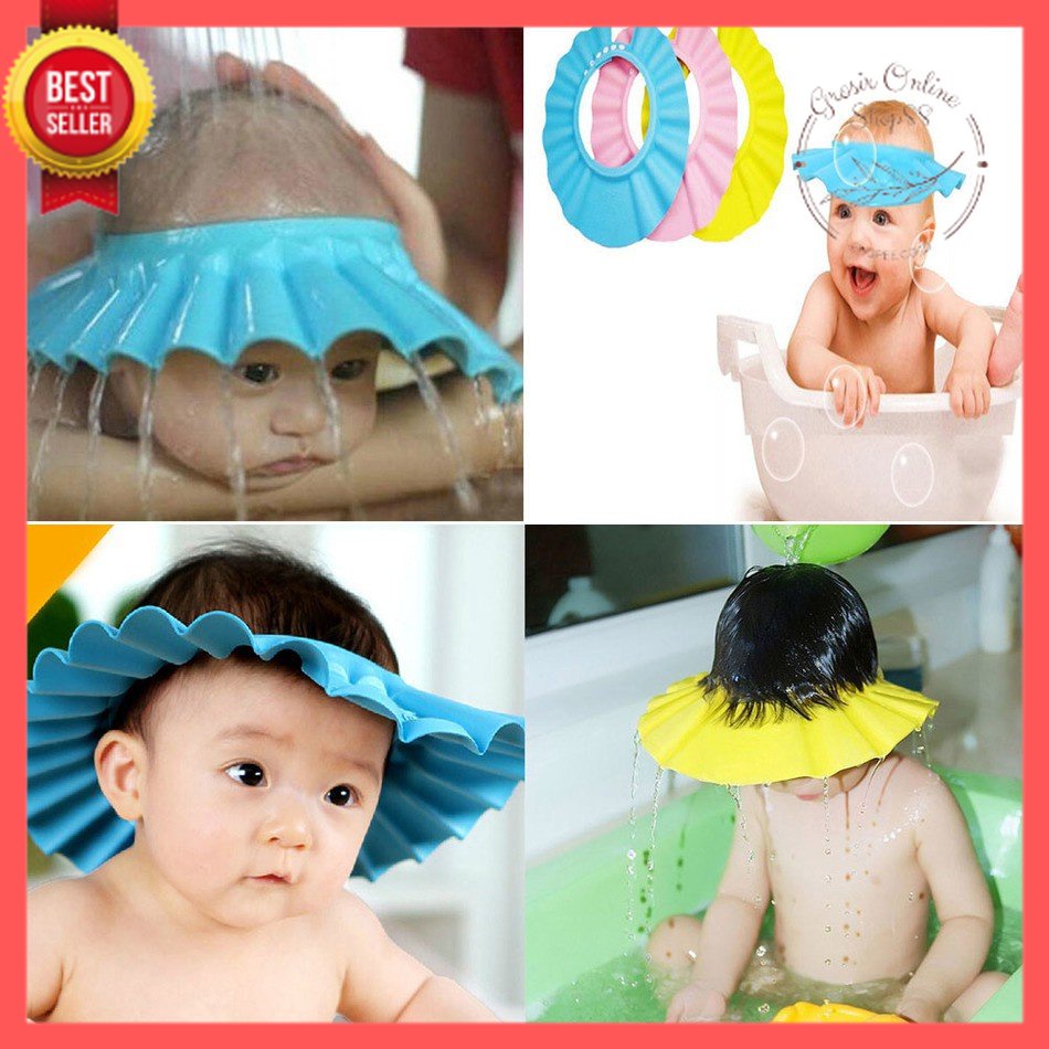 GOS - C213 - Penutup Kepala Bayi Shower Cap /  Topi Keramas Mandi Bayi Anak Pelindung Mata