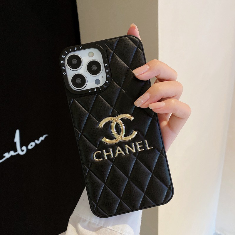 Casing iPhone 11 12 13 14 Pro Max 14 Plus Bahan Kulit Motif LOGO CHANEL