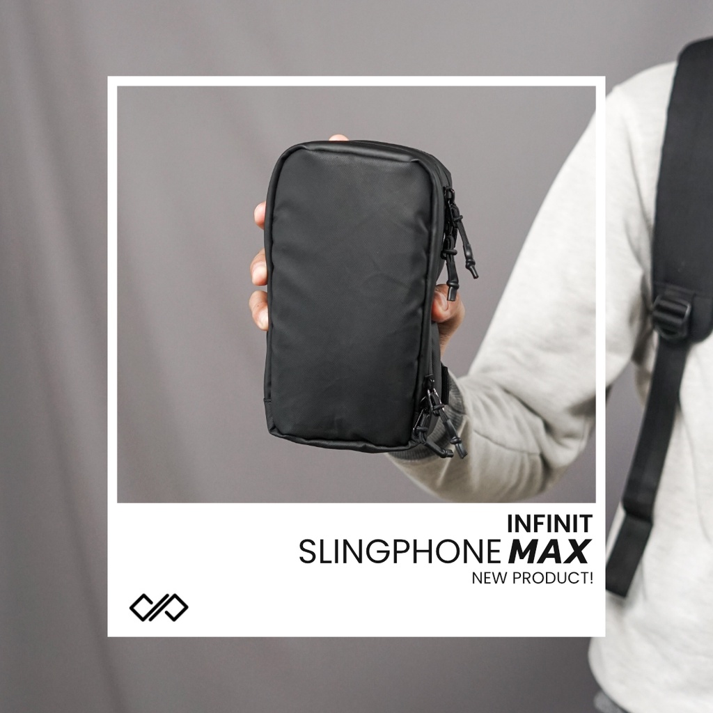 Infinit | Slingphone Max | tas hp pria hitam (iphone, samsung, android) smartphone multifungsi anti air