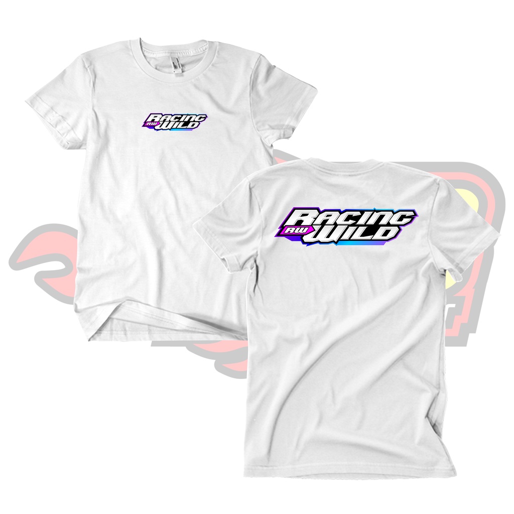 Kaos Distro Racing Wild Putih Distro Katun Combed Unofficial