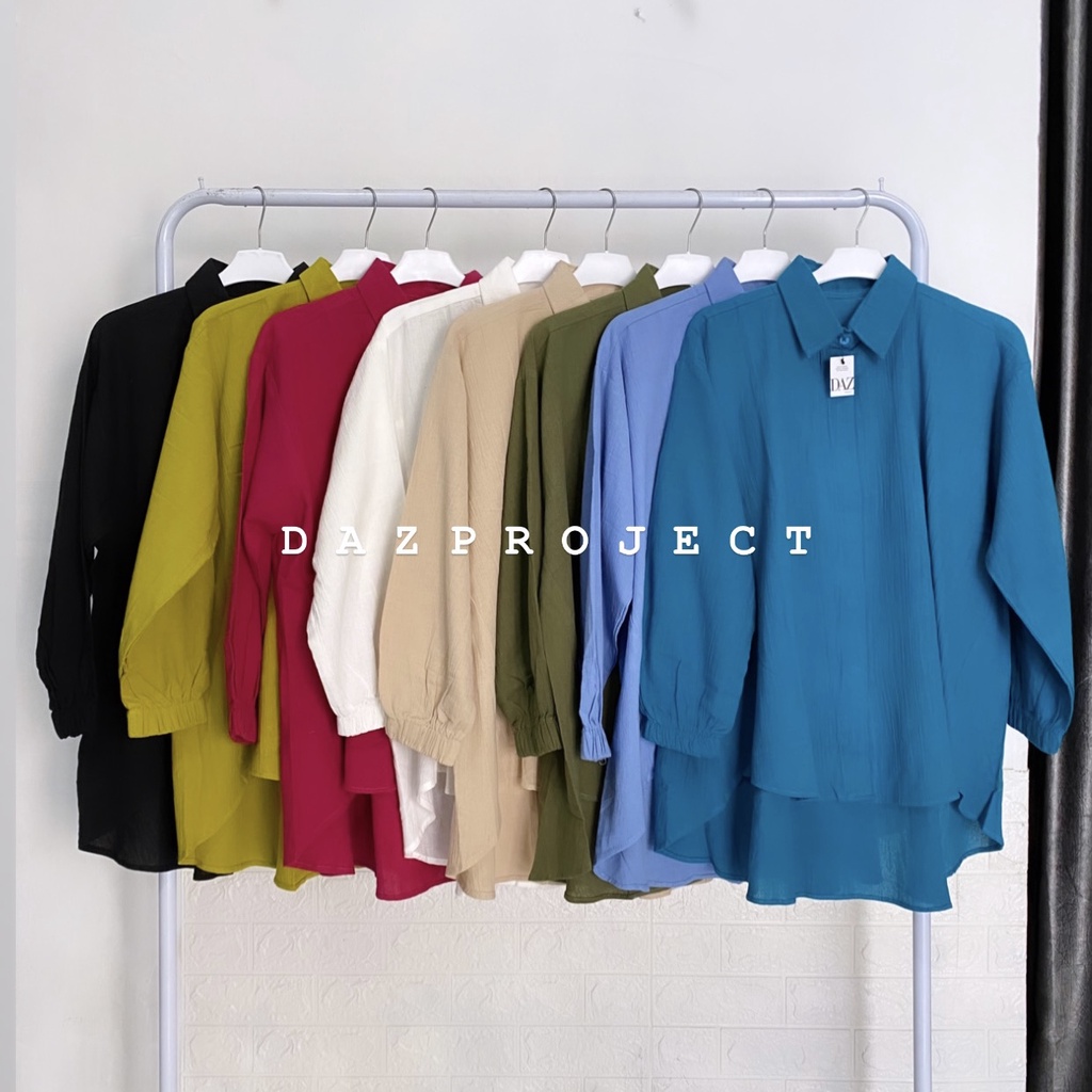 Chika Crincle Blouse Polos Kemeja Crincle Rami LD 130 by Dazproject