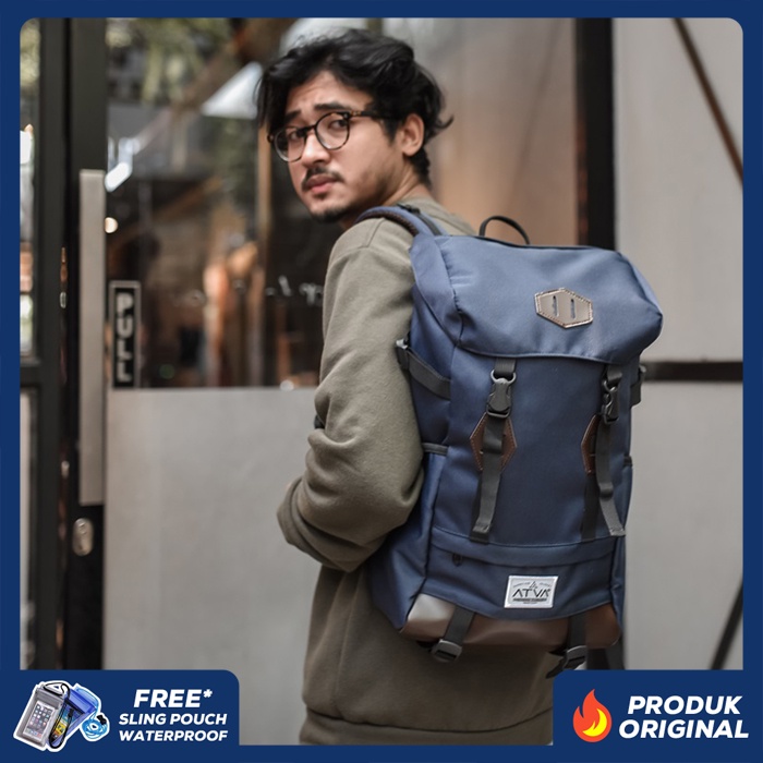 LIDDER NAVY ORIGINAL x ATVA Tas Ransel Casual Biru Dongker Pria Daily Backpack Kuliah Kampus Kerja Kantor Sekolah SMA SMK Remaja Dewasa Tas Punggung Laptop Ukuran Besar 14 Inch Bagpack Distro Tas Traveling Premium Outdoor Travel Bag Keren Terbaru Kekinian