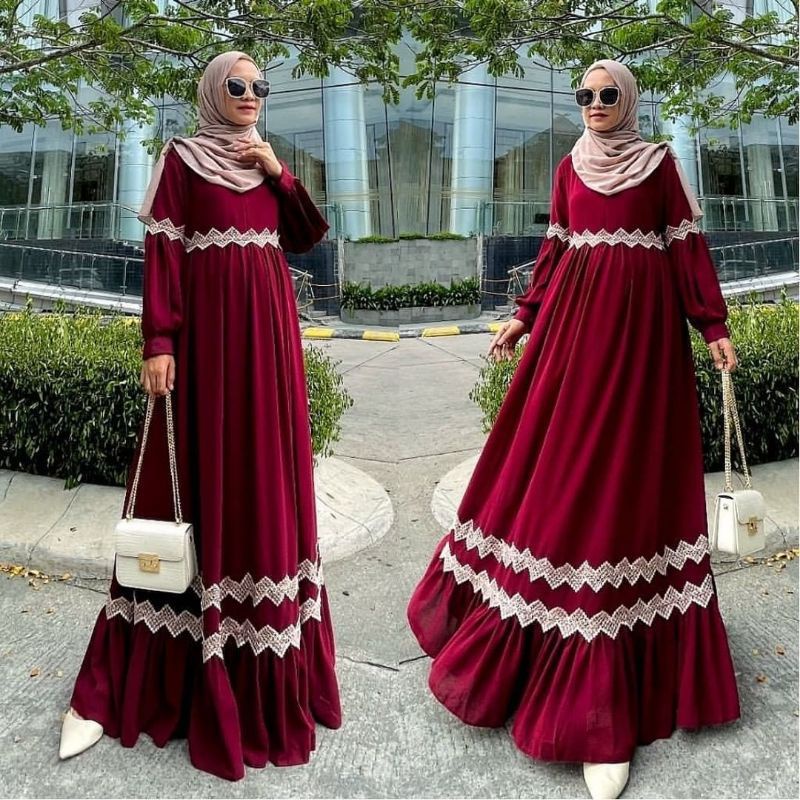 [Fashion Muslim] Gamis KIMIKO LACE | SONIA dress ceruty babydoll mix renda terlaris