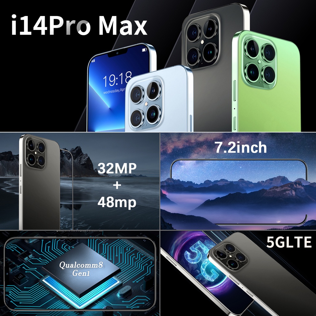 [COD+FreeGift-SD card] HP Smartphone i14 Pro Max 7.2 Inch 5G Memori Telepon Bluetooth 8GB RAM + 256GB ROM Pengiriman Lokal Dalam 24 Jam 5G Ponsel Android Ponsel Gaming HP murah GIVEAWAY-8