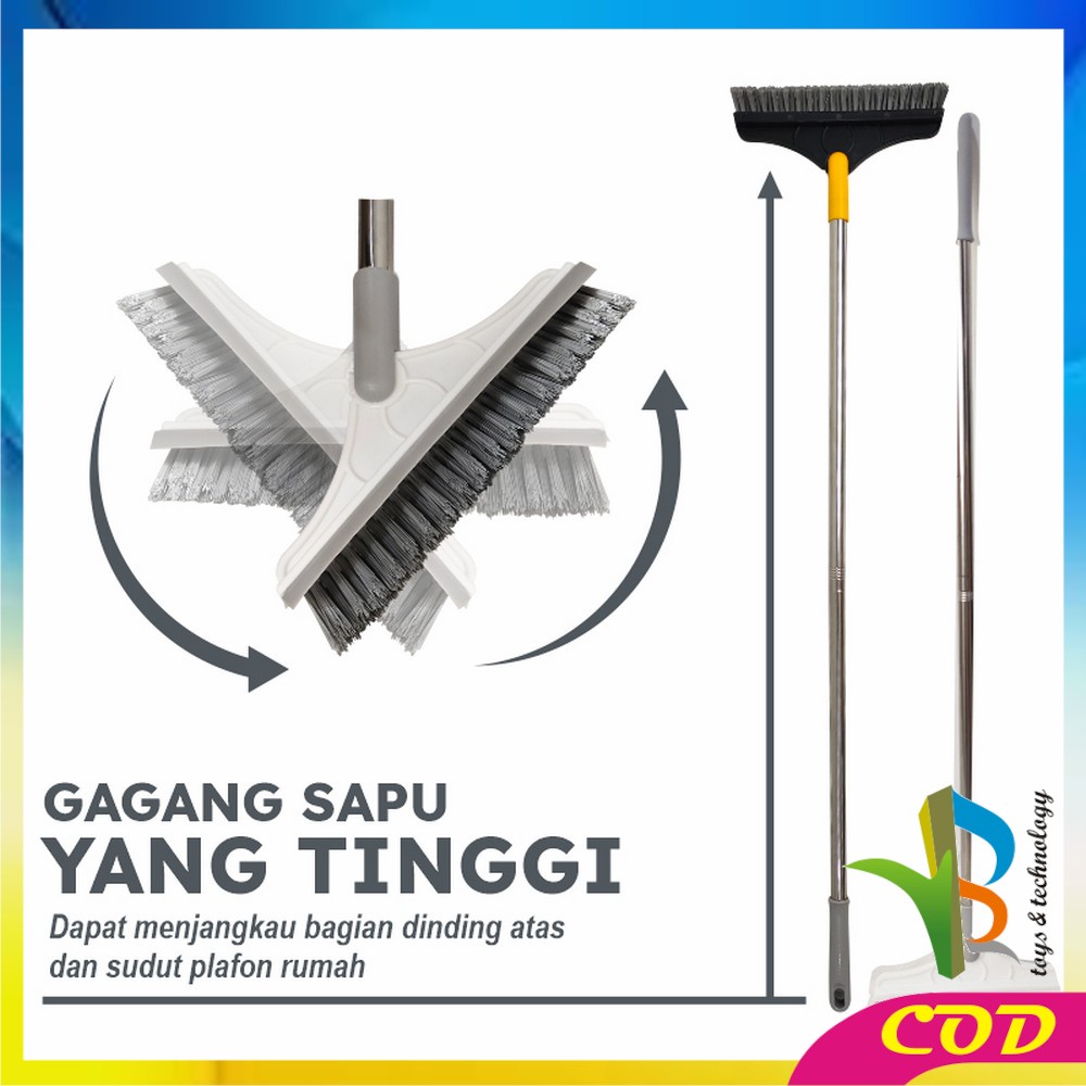 RB-C535 Sikat Kamar Mandi Dorong Fleksibel Dengan Wiper / Pembersih Lantai Kaca / Sikat WC / Sikat Toilet Serbaguna