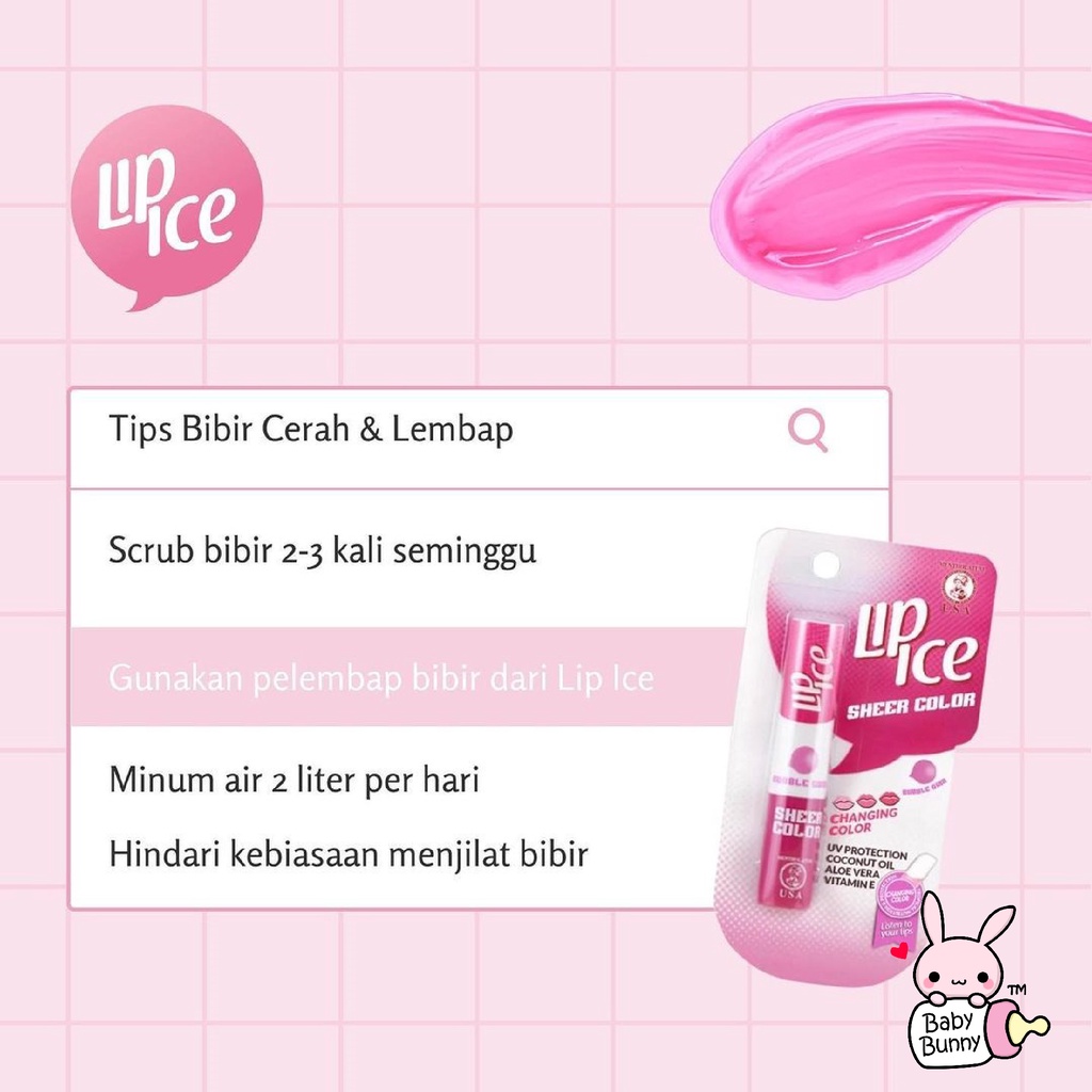 ❤ BELIA ❤ LIP ICE Sheer Color Lip Balm 2.2g | Fruity Lip Balm | Lip On Lip Velvet Matteness | Lipbalm pelembab bibir warna pink natural alami | BPOM