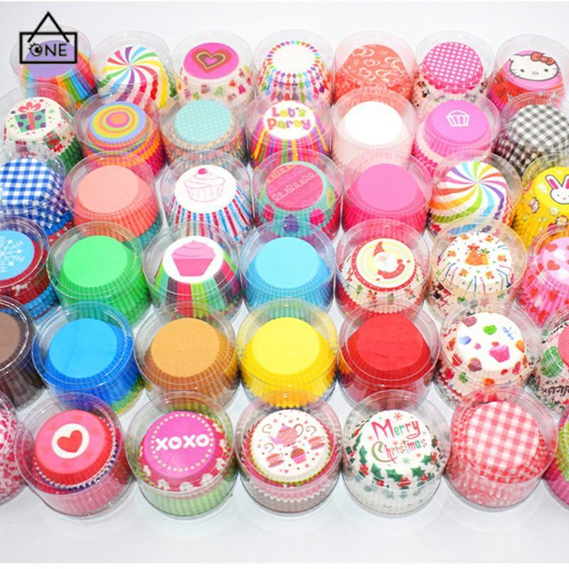 COD❤️100 Pcs Muffin Warna-warni Cupcake Kertas Cangkir Kue Kotak Kue Cup Case Cup Cake Kertas Kue-A.one