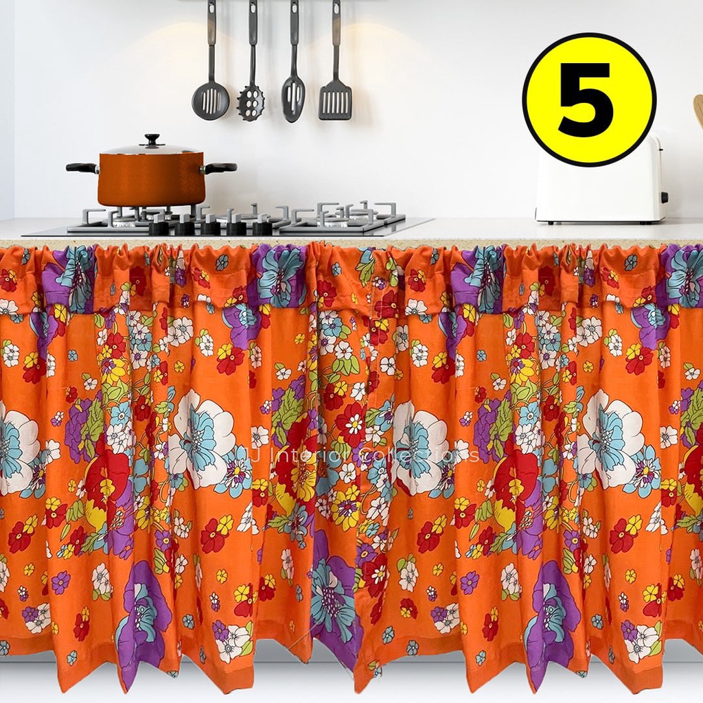 RB GORDEN Kolong Meja Dapur Gordyn Tirai Penutup Bawah Meja Dapur Motif dan Polos