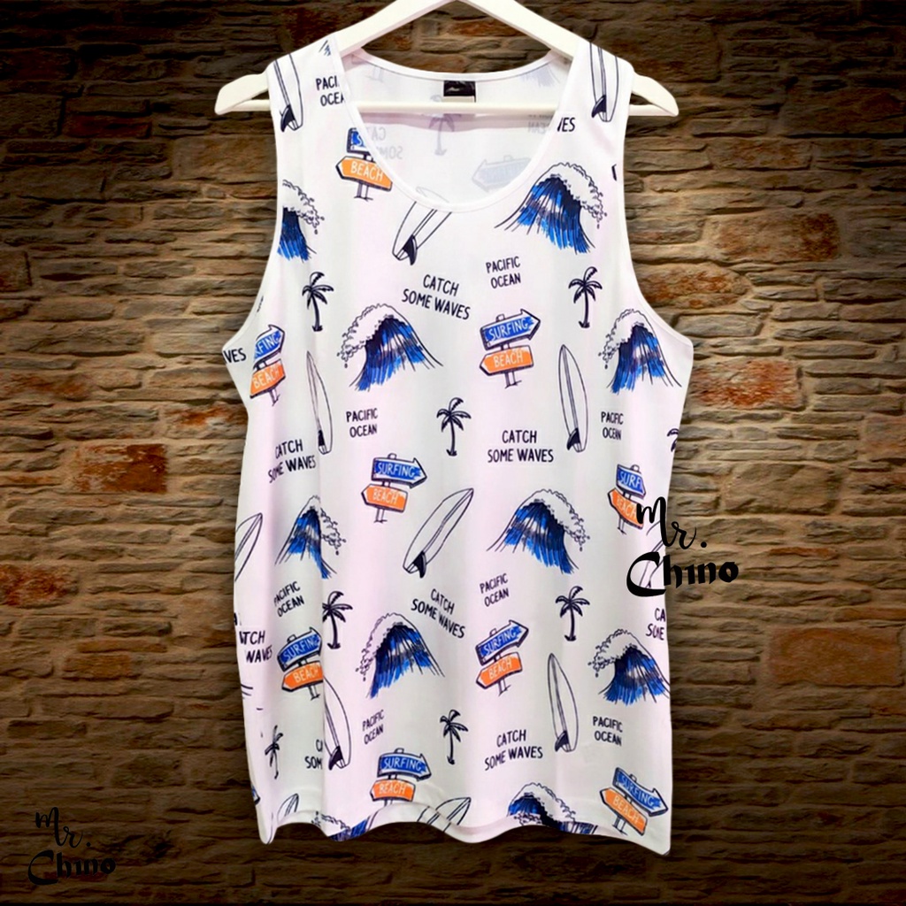 Kaos Singlet Pria Dewasa Motif Surfing Life | Baju TankTop Pria Dewasa Kekinian | Kaos Kutang Olahra