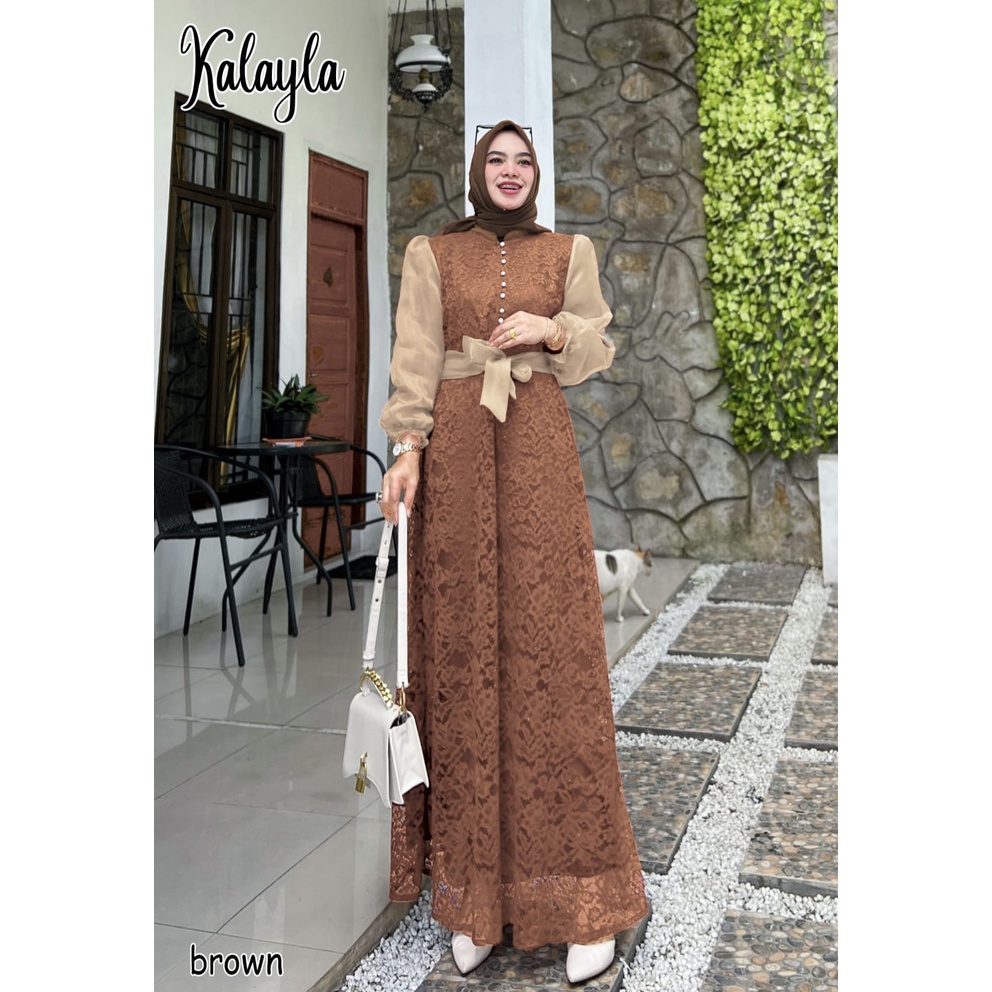 GAMIS PESTA KONDANGAN ORGANZA KALAYLA DRESS BRUKAT CANTIK