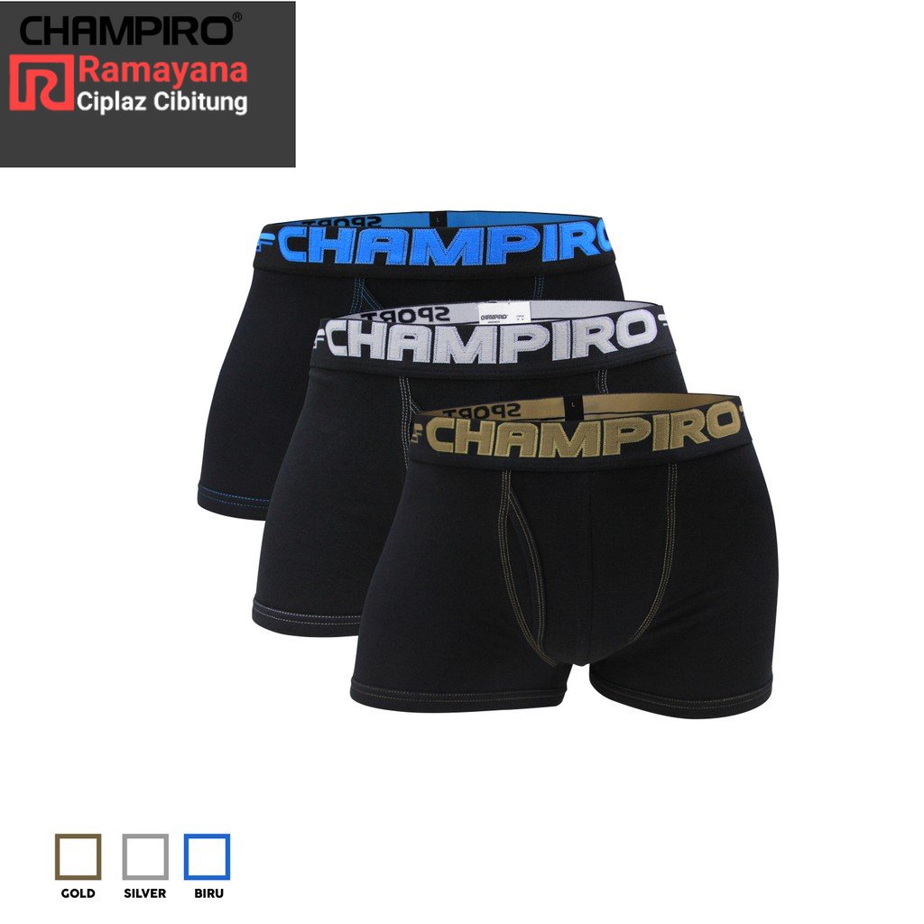 Champiro Celana Dalam Pria 3 pcs BlackBoxer Boxer Pria C0333C / Ramayana Cibitung