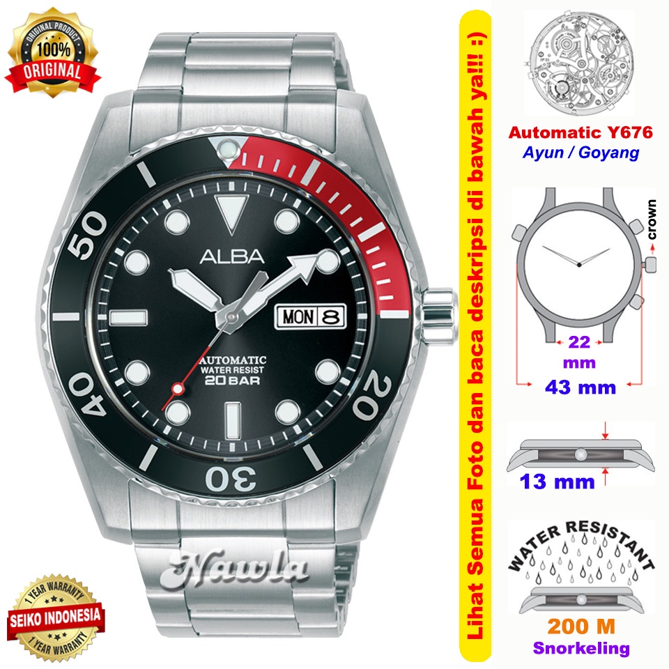 Alba Automatic AL4293X1 Coke Bezel - Jam Tangan Pria AL4293