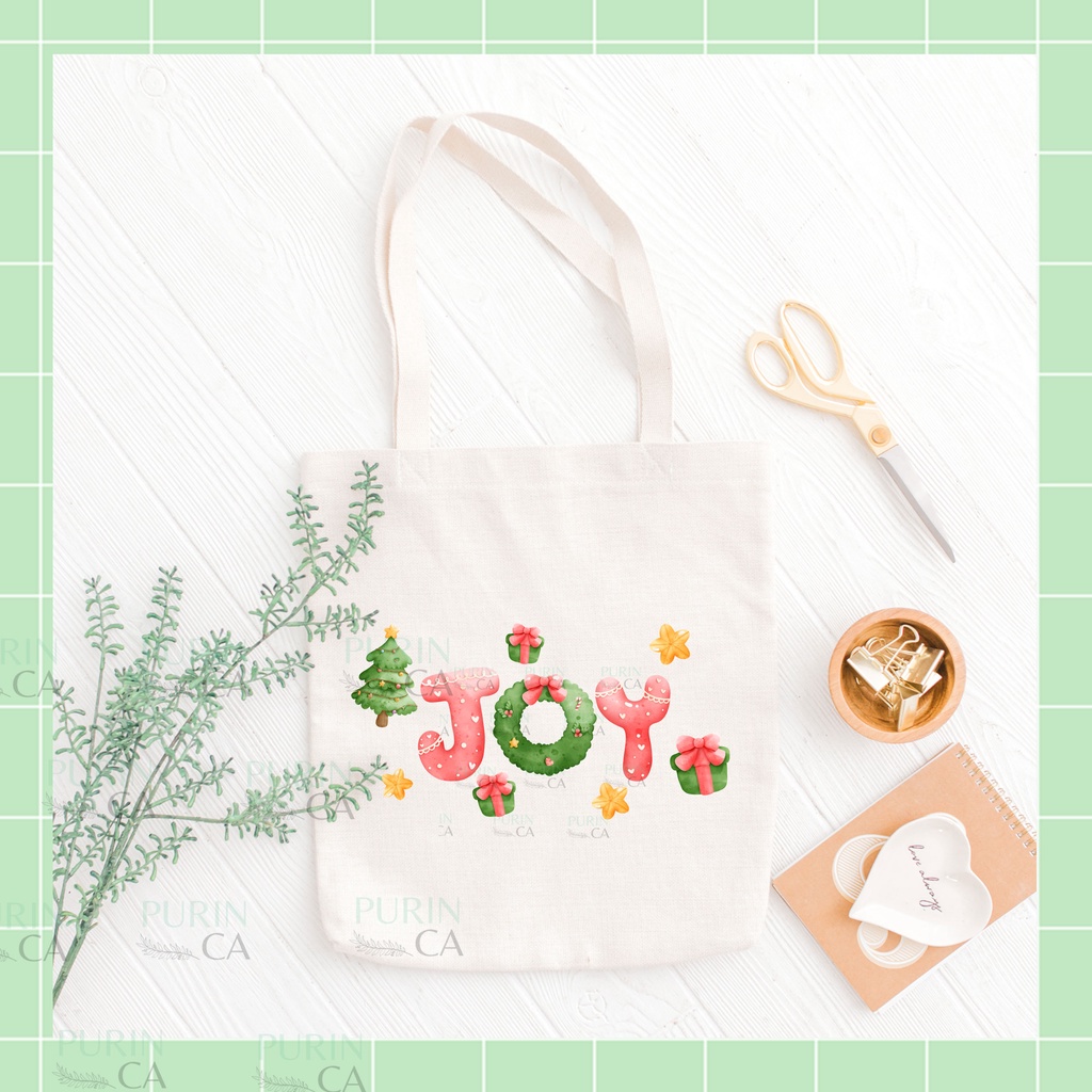 Tote bag Kanvas Natal Gambar SANTA CLAUS CHRISTMAS Lucu 2022