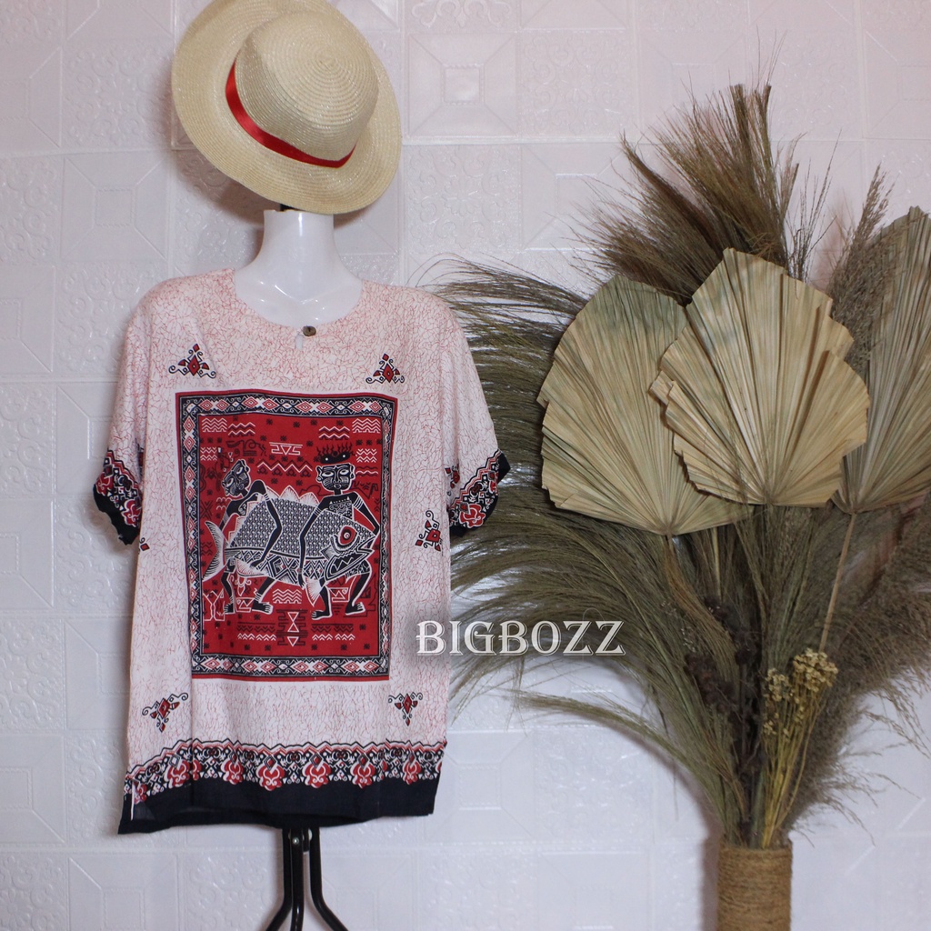 BIGBOZZ - COD - BAJU KATUN MOTIF ASMAD IKAN PUTIH PRIA DAN WANITA / BAJU PANTAI / KAOS PANTAI / BAJU