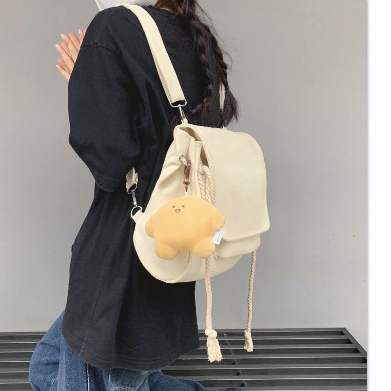 sera asli jepang sense ins angin warna solid all-match backpack one-shoulder messenger bag siswa tahan lama tahan air tas sekolah wanita