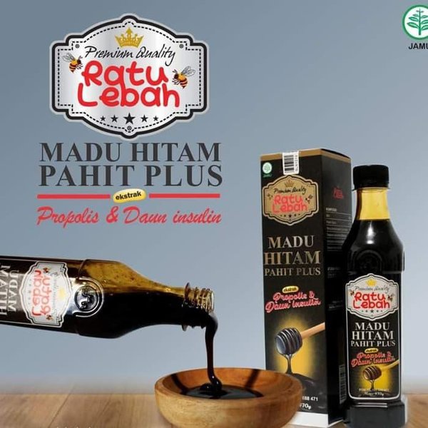 Madu Hitam Pahit Ratu Lebah Extra Propolis dan Daun Insulin