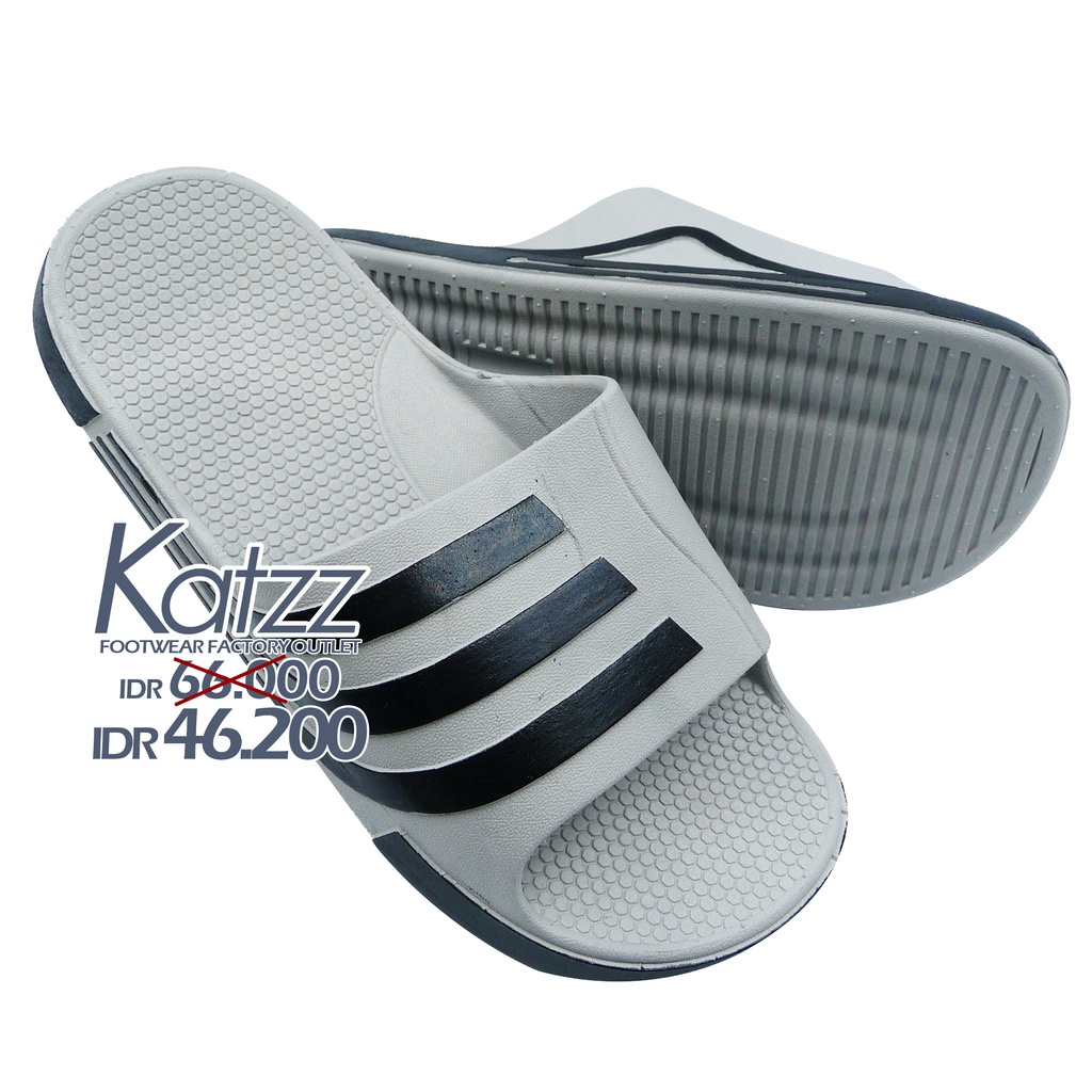 Katzz - Sandal Slip On Anak Tanggung Dewasa / Sandal Pria Warna Abu-Abu Uk 30-43 / Sandal Pria Model