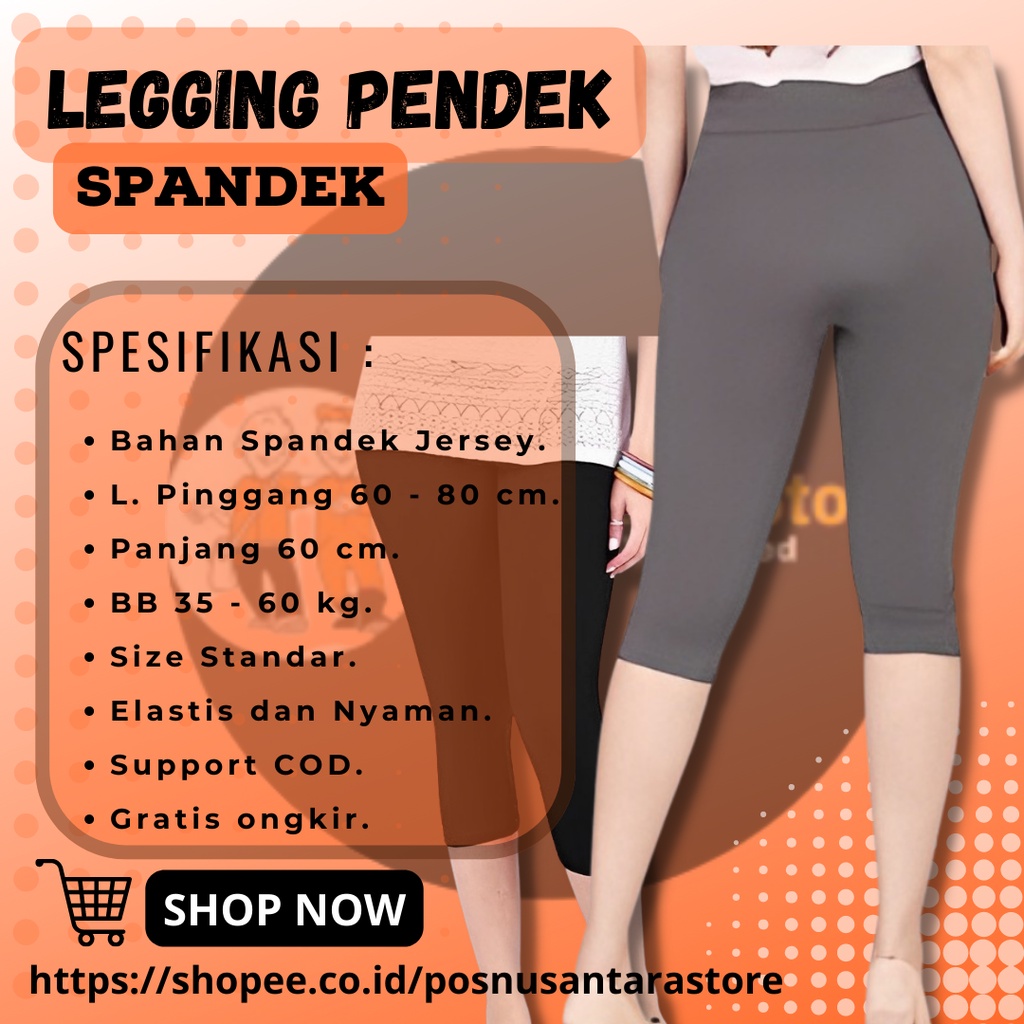 Jual Celana Legging Pendek Spandek Polos Legging Pendek Wanita