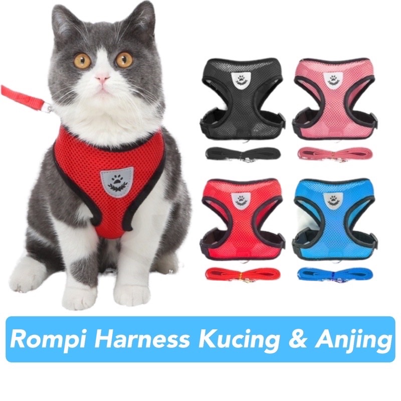 TALI HARNESS ANJING KUCING BAJU TALI TUNTUN KUCING TALI KUCING HARNESS ANJING ROMPI MUSANG brangus