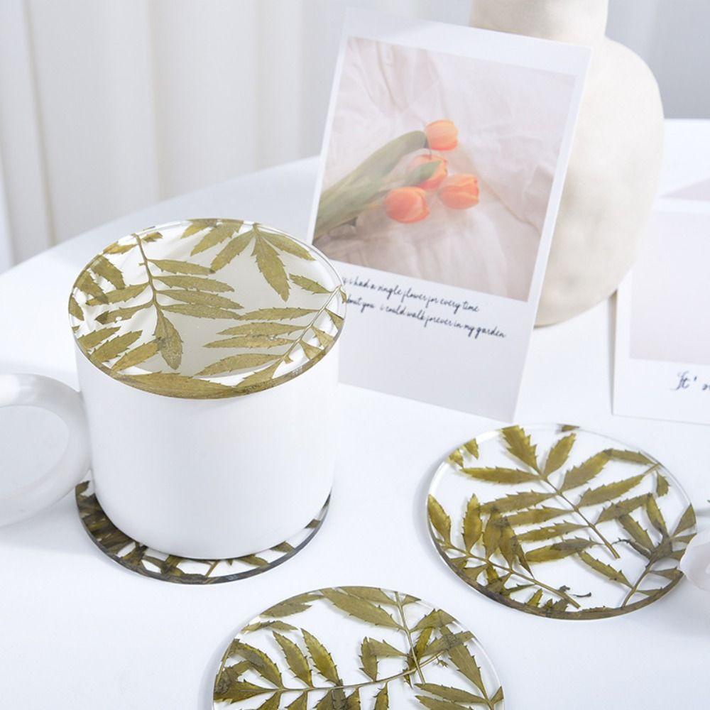 【 ELEGANT 】 Cup Coaster 1pcs Tatakan Gelas Handmade Akrilik Kreatif Tanaman Tebal