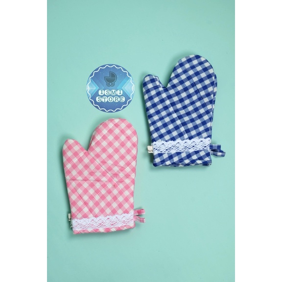 SARUNG TANGAN OVEN Microwave Anti Panas Harga Satuan Hand Glove (1 pc) Cempal Tangan Oven Motif Kotak Gingham by Ismi Store