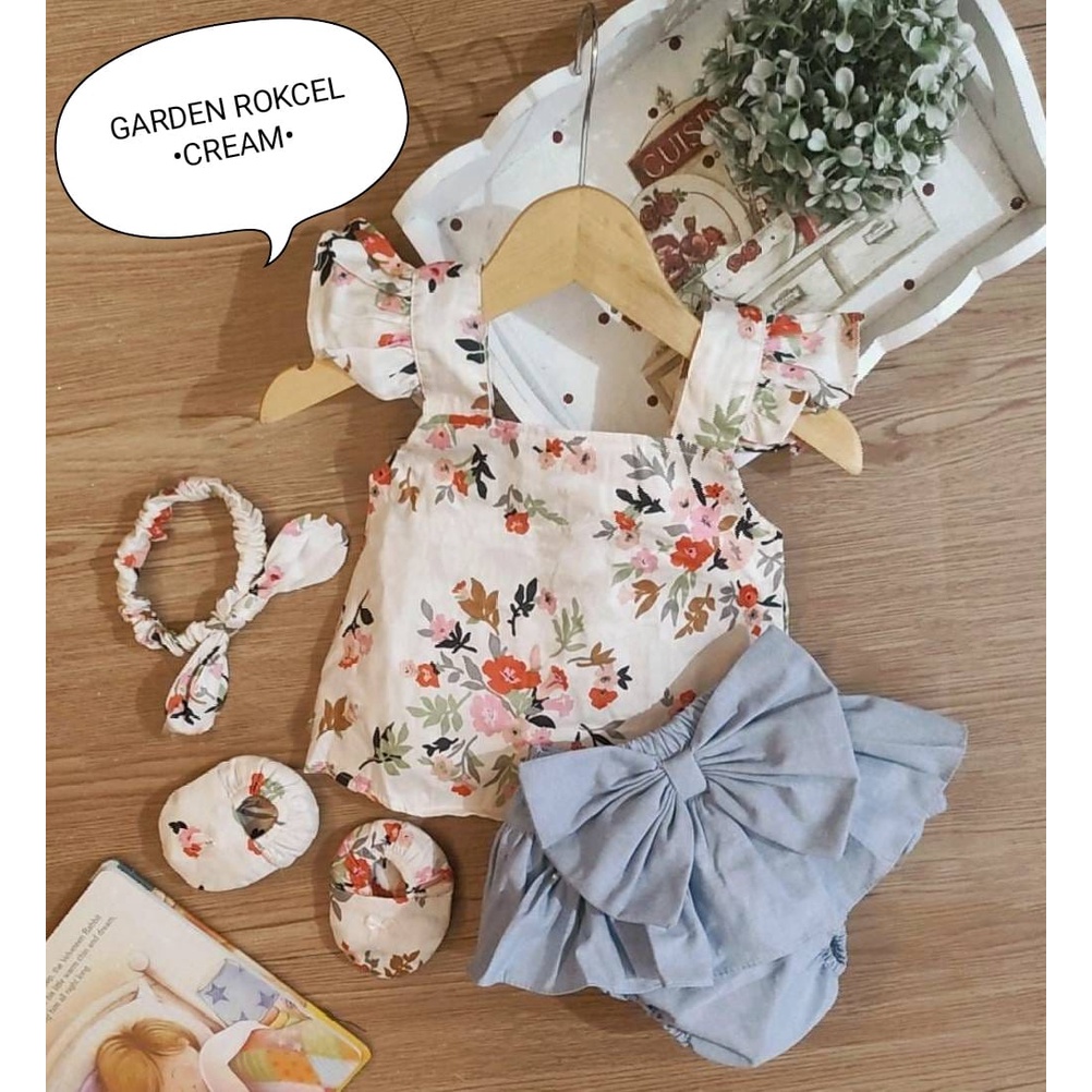 Setelan Baju Anak Bayi Perempuan Atasan Dan Rok Celana Motif Love Polka Free Sepatu Dan Headband Allsize