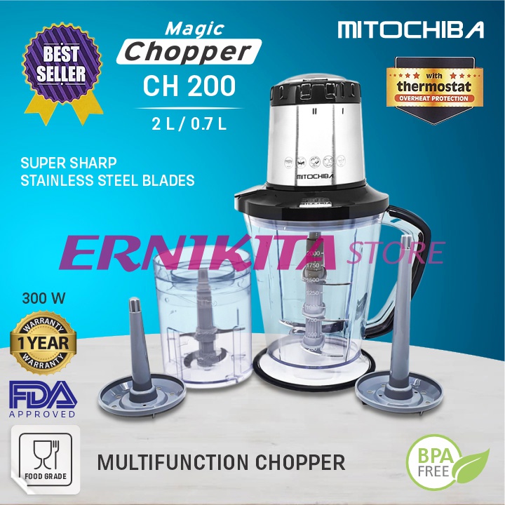 MITOCHIBA FOOD CHOPPER CH 200 - Blender Daging Bumbu Garansi Resmi