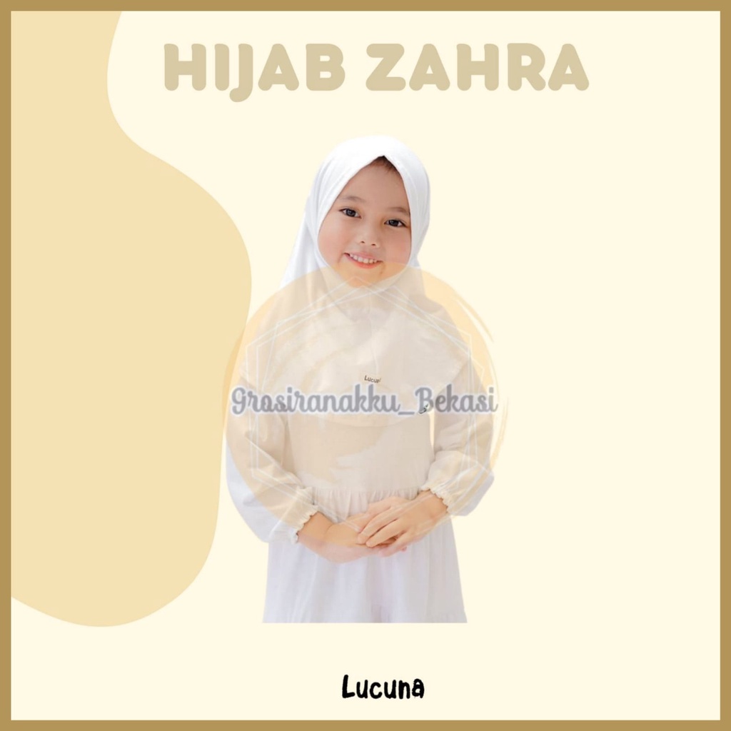 Hijab Anak Instan Zahra Junior Lucuna Warna Putih Size 2-10 TH