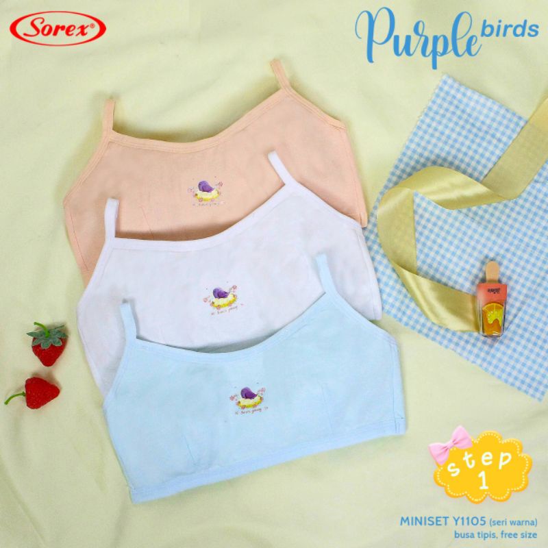 Sorex Young Y 1105 Miniset Anak Remaja Step 1 Freesize Tanpa Kawat Purple Birds