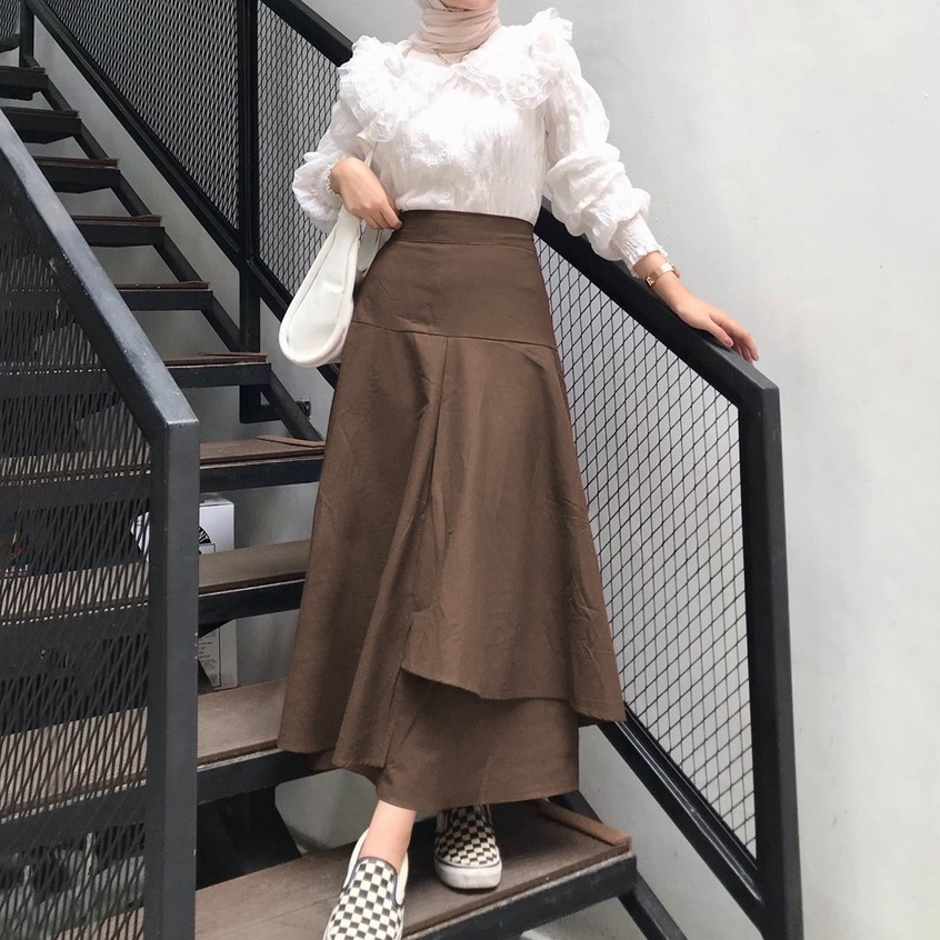 Bnice - MONALICA LONG SKIRT | Rok Linen Susun Rok Panjang | Rok Rampel Kekinian Wanita | OOTD Viral 