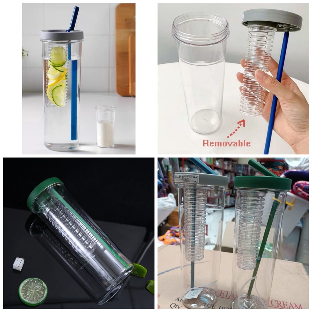 Botol minum transparan infused water 1000 ml