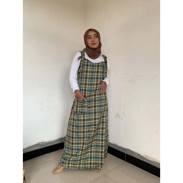 OVERALL KOTAK ANGGUN OVERALL/ JUMPSUIT OVERALL/ OVERALL KOTAK BAHAN KATUN YANDERD BY ABIDAH GALLERY