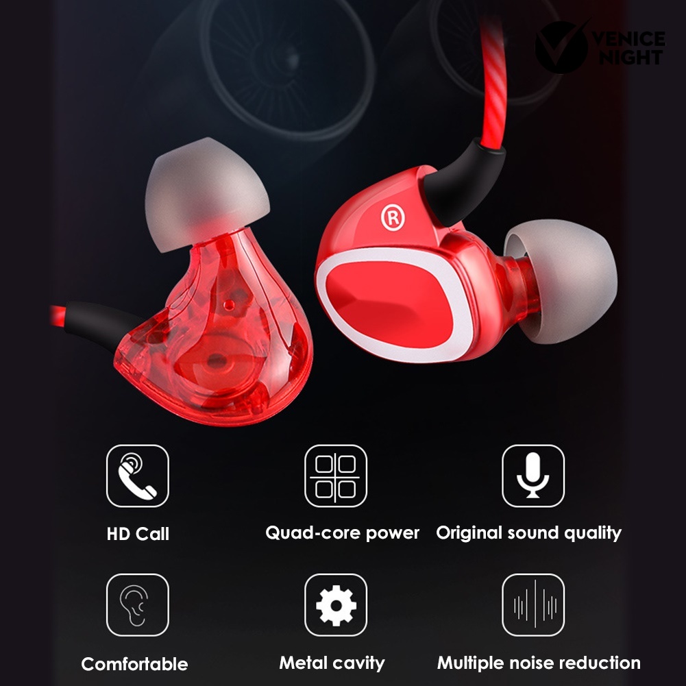 (VNEP) (Berkabel) 3.5mm Dual Moving Coil In-Ear Bass HiFi Earphone Headset untuk Ponsel Laptop