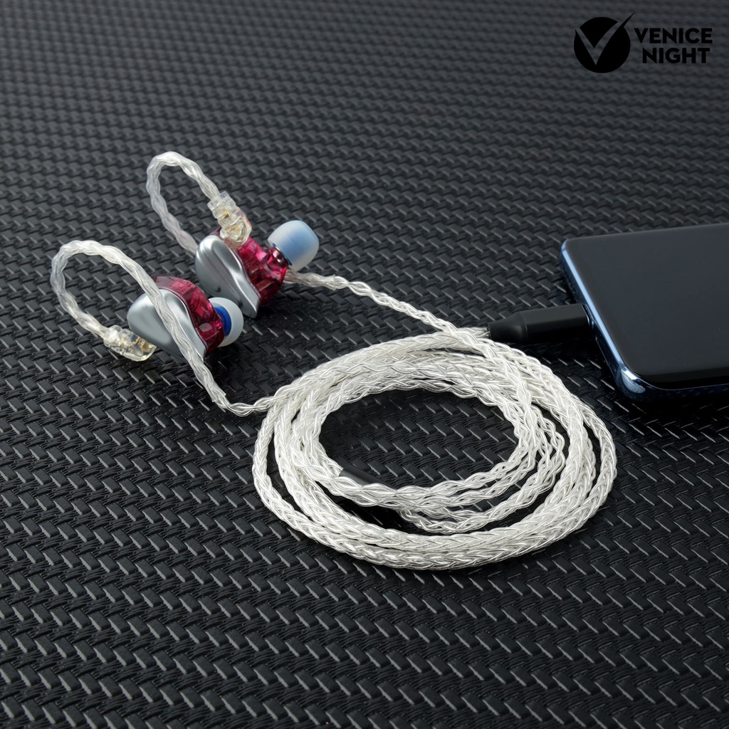 (VNEP) (Berkabel) JCALLY Earphone Kabel 250 Core Pengganti Berlapis Perak Dikepang Headphone Audio Kabel untuk ZSN/ZST/ZS10/AS10/ES3