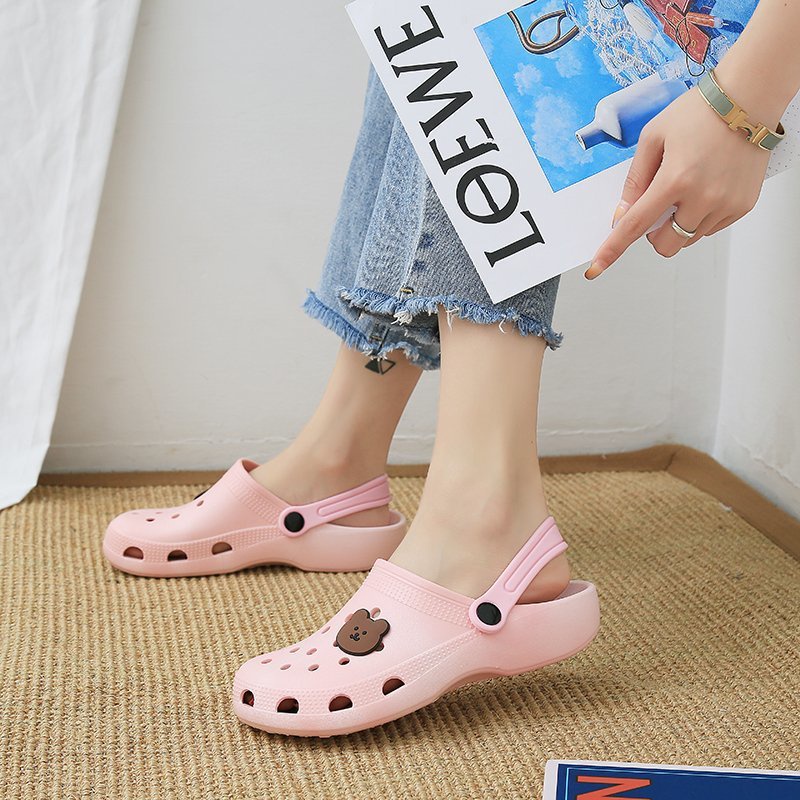 Alibaba1688 Sandal Slip On Wanita Motif Bear Simple Bahan Karet Empuk Elastis