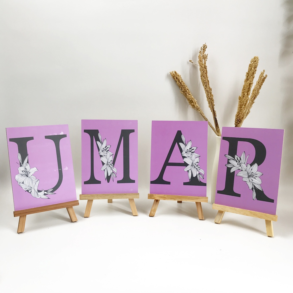 TENNESY HIASAN DINDING 15x20CM KUSTOM NAMA ALFABET HURUF  BUNGA FONT INISIAL TEXT REQUEST WALL DECOR PAJANGAN KAYU DEKORASI DINDING KAMAR TIDUR RUMAH